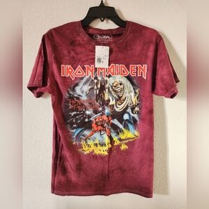 Iron Maiden Burgundy Tie Dye Graphic Band Tee Size: Small